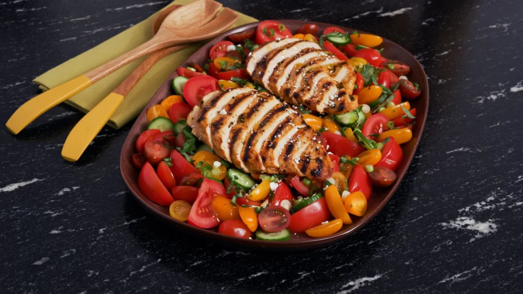 Mediterranean Grilled Chicken With Summer Tomato Salad